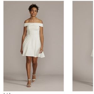 David's Bridal Off The Shoulder Mini Dress